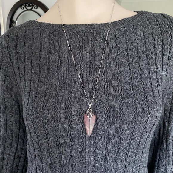 FAC Arrowhead Natural Rose Quartz Pendant Necklace NWT - Picture 7 of 8